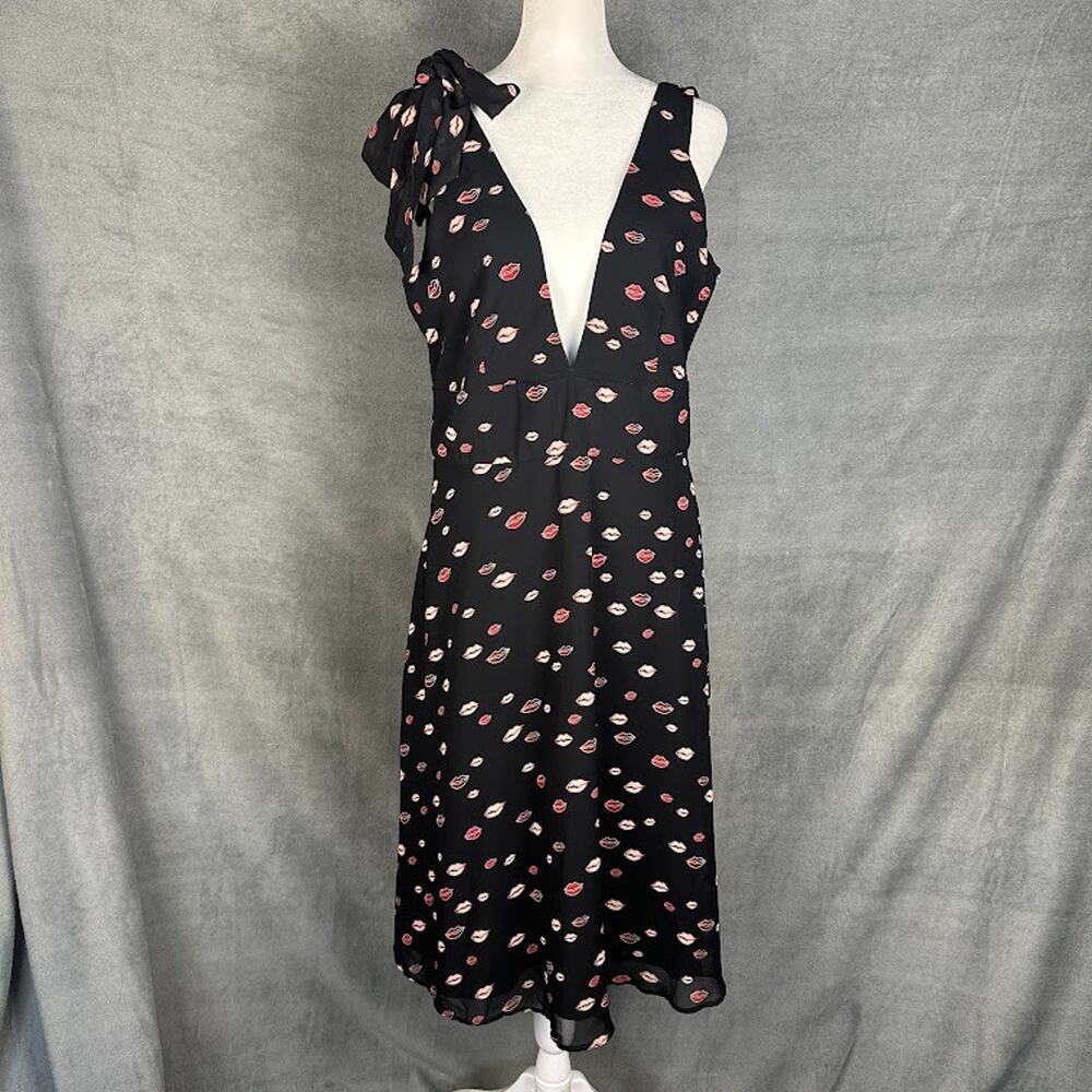 Hutch Dress Womens 10 Black Lips Sleeveless V Neck Feminine Romantic Whimsy - Picture 2 of 15